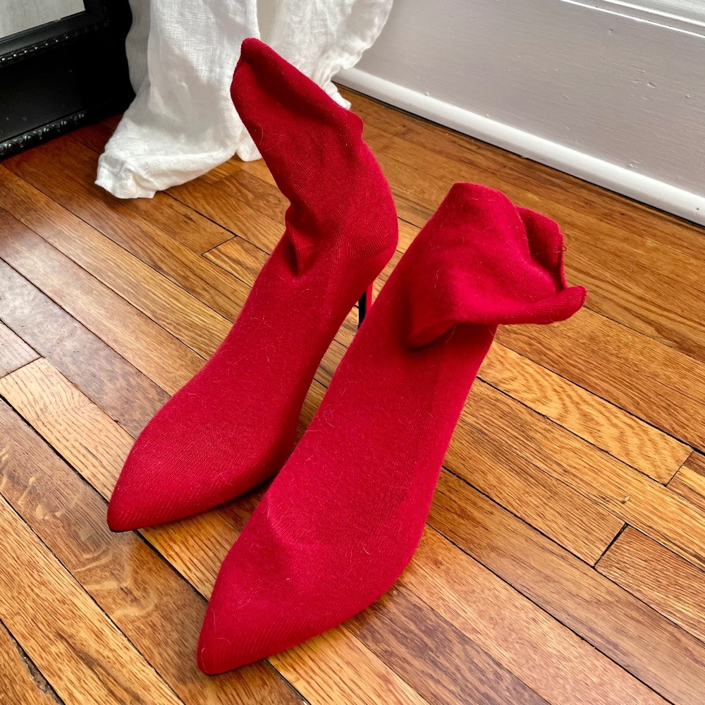 Bershka Red Sock Booties